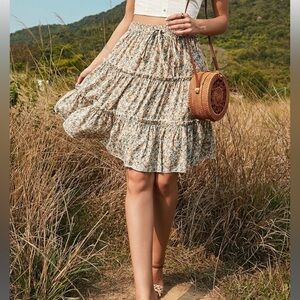Ditsy Floral Ruffle Hem Skirt